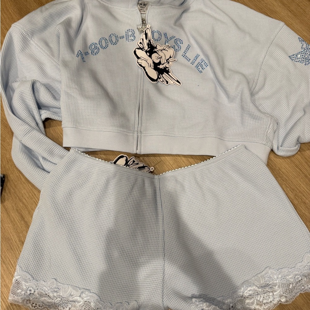Boys Lie Light Blue Cropped Set